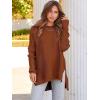 imageANRABESS Women 2024 Casual Oversized Long Batwing Sleeve Crewneck Spilt High Low Knit Tunic Pullover Sweater Trendy OutfitsAuburn
