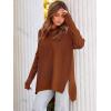 imageANRABESS Women 2024 Casual Oversized Long Batwing Sleeve Crewneck Spilt High Low Knit Tunic Pullover Sweater Trendy OutfitsAuburn
