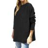 imageANRABESS Women 2024 Casual Oversized Long Batwing Sleeve Crewneck Spilt High Low Knit Tunic Pullover Sweater Trendy OutfitsBlack