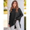 imageANRABESS Women 2024 Casual Oversized Long Batwing Sleeve Crewneck Spilt High Low Knit Tunic Pullover Sweater Trendy OutfitsBlack