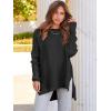 imageANRABESS Women 2024 Casual Oversized Long Batwing Sleeve Crewneck Spilt High Low Knit Tunic Pullover Sweater Trendy OutfitsBlack