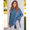 imageANRABESS Women 2024 Casual Oversized Long Batwing Sleeve Crewneck Spilt High Low Knit Tunic Pullover Sweater Trendy OutfitsBlue
