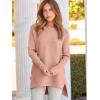 imageANRABESS Women 2024 Casual Oversized Long Batwing Sleeve Crewneck Spilt High Low Knit Tunic Pullover Sweater Trendy OutfitsPink