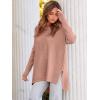 imageANRABESS Women 2024 Casual Oversized Long Batwing Sleeve Crewneck Spilt High Low Knit Tunic Pullover Sweater Trendy OutfitsPink