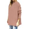 imageANRABESS Women 2024 Casual Oversized Long Batwing Sleeve Crewneck Spilt High Low Knit Tunic Pullover Sweater Trendy OutfitsPink