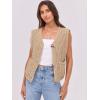 imageANRABESS Women Chunky Knit Sweater Vest Button Down Casual Sleeveless Cardigan with Pockets Spring Trendy Outfits 2025Khaki