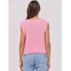 imageANRABESS Women Chunky Knit Sweater Vest Button Down Casual Sleeveless Cardigan with Pockets Spring Trendy Outfits 2025Pink