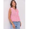 imageANRABESS Women Chunky Knit Sweater Vest Button Down Casual Sleeveless Cardigan with Pockets Spring Trendy Outfits 2025Pink