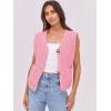 imageANRABESS Women Chunky Knit Sweater Vest Button Down Casual Sleeveless Cardigan with Pockets Spring Trendy Outfits 2025Pink