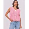imageANRABESS Women Chunky Knit Sweater Vest Button Down Casual Sleeveless Cardigan with Pockets Spring Trendy Outfits 2025Pink