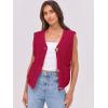 imageANRABESS Women Chunky Knit Sweater Vest Button Down Casual Sleeveless Cardigan with Pockets Spring Trendy Outfits 2025Red