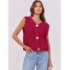 imageANRABESS Women Chunky Knit Sweater Vest Button Down Casual Sleeveless Cardigan with Pockets Spring Trendy Outfits 2025Red