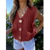 imageANRABESS Women Chunky Knit Sweater Vest Button Down Casual Sleeveless Cardigan with Pockets Spring Trendy Outfits 2025Rust