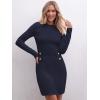 imageANRABESS Women Long Sleeve Casual Buttons Knit Bodycon Short Sweater Dress 2025 FallNavy Blue
