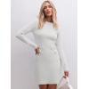 imageANRABESS Women Long Sleeve Casual Buttons Knit Bodycon Short Sweater Dress 2025 FallWhite