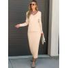 imageANRABESS Womens 2 Piece Outfits Sweater Skirt Sets Casual Long Sleeve V Neck Ribbed Knit Tops Midi Dress 2024 Fall FashionBeige