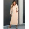 imageANRABESS Womens 2 Piece Outfits Sweater Skirt Sets Casual Long Sleeve V Neck Ribbed Knit Tops Midi Dress 2024 Fall FashionBeige