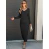 imageANRABESS Womens 2 Piece Outfits Sweater Skirt Sets Casual Long Sleeve V Neck Ribbed Knit Tops Midi Dress 2024 Fall FashionBlack
