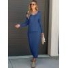 imageANRABESS Womens 2 Piece Outfits Sweater Skirt Sets Casual Long Sleeve V Neck Ribbed Knit Tops Midi Dress 2024 Fall FashionBlue