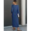 imageANRABESS Womens 2 Piece Outfits Sweater Skirt Sets Casual Long Sleeve V Neck Ribbed Knit Tops Midi Dress 2024 Fall FashionBlue