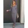 imageANRABESS Womens 2 Piece Outfits Sweater Skirt Sets Casual Long Sleeve V Neck Ribbed Knit Tops Midi Dress 2024 Fall FashionGray Purple