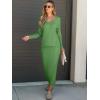 imageANRABESS Womens 2 Piece Outfits Sweater Skirt Sets Casual Long Sleeve V Neck Ribbed Knit Tops Midi Dress 2024 Fall FashionGreen