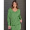 imageANRABESS Womens 2 Piece Outfits Sweater Skirt Sets Casual Long Sleeve V Neck Ribbed Knit Tops Midi Dress 2024 Fall FashionGreen