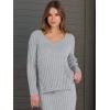 imageANRABESS Womens 2 Piece Outfits Sweater Skirt Sets Casual Long Sleeve V Neck Ribbed Knit Tops Midi Dress 2024 Fall FashionGrey