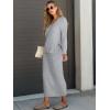 imageANRABESS Womens 2 Piece Outfits Sweater Skirt Sets Casual Long Sleeve V Neck Ribbed Knit Tops Midi Dress 2024 Fall FashionGrey