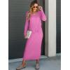 imageANRABESS Womens 2 Piece Outfits Sweater Skirt Sets Casual Long Sleeve V Neck Ribbed Knit Tops Midi Dress 2024 Fall FashionHot Pink
