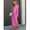 imageANRABESS Womens 2 Piece Outfits Sweater Skirt Sets Casual Long Sleeve V Neck Ribbed Knit Tops Midi Dress 2024 Fall FashionHot Pink