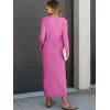 imageANRABESS Womens 2 Piece Outfits Sweater Skirt Sets Casual Long Sleeve V Neck Ribbed Knit Tops Midi Dress 2024 Fall FashionHot Pink