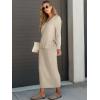 imageANRABESS Womens 2 Piece Outfits Sweater Skirt Sets Casual Long Sleeve V Neck Ribbed Knit Tops Midi Dress 2024 Fall FashionKhaki