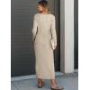 imageANRABESS Womens 2 Piece Outfits Sweater Skirt Sets Casual Long Sleeve V Neck Ribbed Knit Tops Midi Dress 2024 Fall FashionKhaki