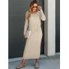 imageANRABESS Womens 2 Piece Outfits Sweater Skirt Sets Casual Long Sleeve V Neck Ribbed Knit Tops Midi Dress 2024 Fall FashionKhaki