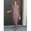 imageANRABESS Womens 2 Piece Outfits Sweater Skirt Sets Casual Long Sleeve V Neck Ribbed Knit Tops Midi Dress 2024 Fall FashionLight Purple