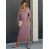 imageANRABESS Womens 2 Piece Outfits Sweater Skirt Sets Casual Long Sleeve V Neck Ribbed Knit Tops Midi Dress 2024 Fall FashionLight Purple