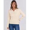 imageANRABESS Womens Cable Knit Sweaters Long Sleeve V Neck Sweater Tops Casual Pullover Polo Shirts 2024 Fall Fashion OutfitsBeige