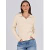 imageANRABESS Womens Cable Knit Sweaters Long Sleeve V Neck Sweater Tops Casual Pullover Polo Shirts 2024 Fall Fashion OutfitsBeige