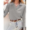 imageANRABESS Womens Cable Knit Sweaters Long Sleeve V Neck Sweater Tops Casual Pullover Polo Shirts 2024 Fall Fashion OutfitsGrey