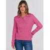 imageANRABESS Womens Cable Knit Sweaters Long Sleeve V Neck Sweater Tops Casual Pullover Polo Shirts 2024 Fall Fashion OutfitsHot Pink