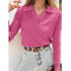 imageANRABESS Womens Cable Knit Sweaters Long Sleeve V Neck Sweater Tops Casual Pullover Polo Shirts 2024 Fall Fashion OutfitsHot Pink