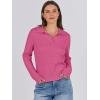 imageANRABESS Womens Cable Knit Sweaters Long Sleeve V Neck Sweater Tops Casual Pullover Polo Shirts 2024 Fall Fashion OutfitsHot Pink