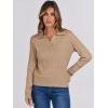 imageANRABESS Womens Cable Knit Sweaters Long Sleeve V Neck Sweater Tops Casual Pullover Polo Shirts 2024 Fall Fashion OutfitsKhaki