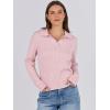 imageANRABESS Womens Cable Knit Sweaters Long Sleeve V Neck Sweater Tops Casual Pullover Polo Shirts 2024 Fall Fashion OutfitsPink