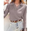 imageANRABESS Womens Cable Knit Sweaters Long Sleeve V Neck Sweater Tops Casual Pullover Polo Shirts 2024 Fall Fashion OutfitsPurple Taupe