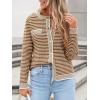 imageANRABESS Womens Striped Cardigan Sweaters Casual Long Sleeve Open Front Button Down Knit Cropped Jackets Fall Coat OuterwearStripe Caramel