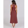 imageANRABESS Womens Summer Casual Sleeveless Midi Sundress Patchwork Knit High Neck Tank Top Racerback Flowy Dresses PocketsBrick Red