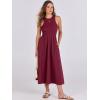 imageANRABESS Womens Summer Casual Sleeveless Midi Sundress Patchwork Knit High Neck Tank Top Racerback Flowy Dresses PocketsBurgundy