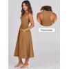 imageANRABESS Womens Summer Casual Sleeveless Midi Sundress Patchwork Knit High Neck Tank Top Racerback Flowy Dresses PocketsCaramel